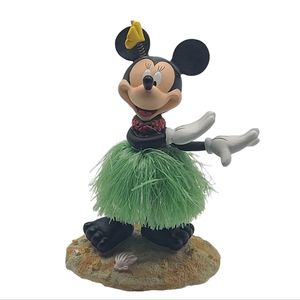 Minnie Mouse Hula Dancer Figurine Grass Skirt Bobble Walt Disney Parks